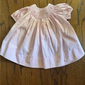 Petit Ami Pink Gingham Smocked Baby Dress with matching diaper cover